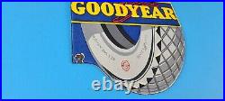 Vintage Goodyear Tires Porcelain Gas Oil 12 Aviation Service Station Pump Sign