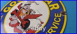 Vintage Goodyear Tires Porcelain Gas Oil Service Flintstones Advertising Sign