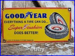 Vintage Goodyear Tires Porcelain Sign Old 1949 Gas Automobile Parts Dealer Store