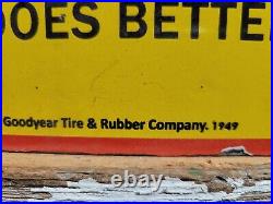 Vintage Goodyear Tires Porcelain Sign Old 1949 Gas Automobile Parts Dealer Store