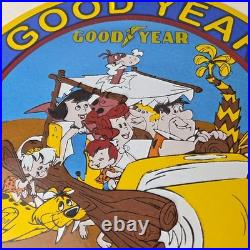 Vintage Goodyear Tires Sign Porcelain Gas Service Flintstones Advertising Sign