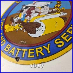 Vintage Goodyear Tires Sign Porcelain Gas Service Flintstones Advertising Sign