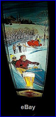 Vintage Grain Belt Beer Brewery Vertical Snowmobile Light Sign Cabin Decor 36in