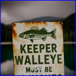 Vintage Great Lakes Porcelain Sign Fishing Michigan Superior Huron Erie Ontario