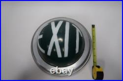 Vintage Green Glass EXIT Sign Ceiling Light Fixture Chrome Dome Complete B11
