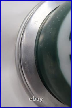 Vintage Green Glass EXIT Sign Ceiling Light Fixture Chrome Dome Complete B11