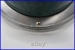 Vintage Green Glass EXIT Sign Ceiling Light Fixture Chrome Dome Complete B11
