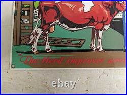 Vintage Guernsey Sire Porcelain Metal Farm Sign Cow Beef