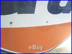 Vintage Gulf Dog Ear 6ft Porcelain Sign 1 Sided 1966 Sps 66