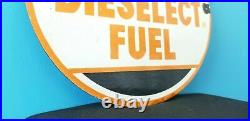 Vintage Gulf Gasoline Porcelain Dieselect Fuel Service Station Pump Plate Sign