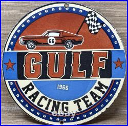Vintage Gulf Gasoline Porcelain Sign General Store Gas Station Motor Oil Pump