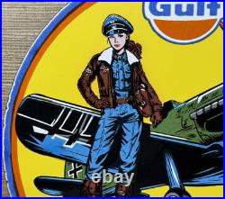 Vintage Gulf Gasoline Porcelain Sign General Store Gas Station Motor Oil Pump Vintage Gulf Gasoline Porcelain Sign General Store Gas Station Motor Oil Pump
