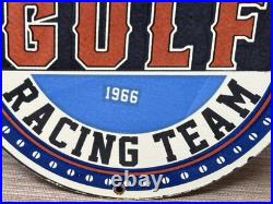 Vintage Gulf Gasoline Porcelain Sign General Store Gas Station Motor Oil Pump