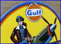 Vintage Gulf Gasoline Porcelain Sign General Store Gas Station Motor Oil Pump Vintage Gulf Gasoline Porcelain Sign General Store Gas Station Motor Oil Pump