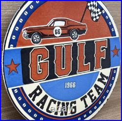 Vintage Gulf Gasoline Porcelain Sign General Store Gas Station Motor Oil Pump