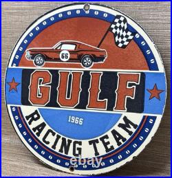 Vintage Gulf Gasoline Porcelain Sign General Store Gas Station Motor Oil Pump