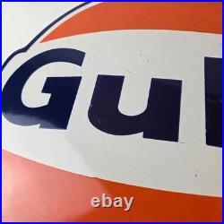 Vintage Gulf Gasoline Sign Large Ad Service Station Gas Pump Advertising Sign