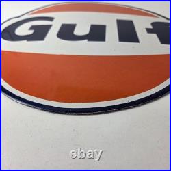 Vintage Gulf Gasoline Sign Large Ad Service Station Gas Pump Advertising Sign