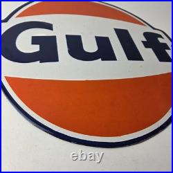 Vintage Gulf Gasoline Sign Large Ad Service Station Gas Pump Advertising Sign