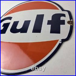 Vintage Gulf Gasoline Sign Large Ad Service Station Gas Pump Advertising Sign
