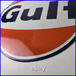 Vintage Gulf Gasoline Sign Large Ad Service Station Gas Pump Advertising Sign