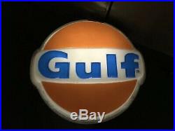 Vintage Gulf Oil Gas Dealer Lighted Sign 21