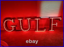 Vintage Gulf Oil Porcelain Neon Sign gas station advertising lighted auto