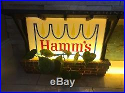 Vintage HAMMS BEER Canoe Scene LIGHTED ADVERTISING SIGN & CLOCK 51 long WORKS