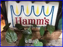 Vintage HAMMS BEER Canoe Scene LIGHTED ADVERTISING SIGN & CLOCK 51 long WORKS