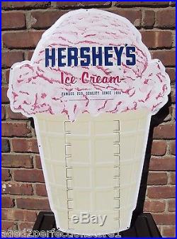 Vintage HERSHEY'S ICE CREAM Advertising Sign embossed large figural cone dairy