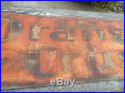 Vintage HTF ORANGE CRUSH SODA POP CRUSHY Metal Embossed PATINA Advertising SIGN