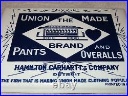 Vintage Hamilton Carhartt Union Made Overalls 7 Porcelain Metal Clothing Sign