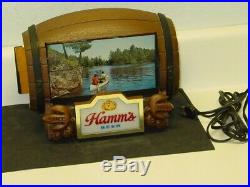 Vintage Hamm's Beer Light, Bar Top Flip Scene Sign, Barrel, Works, Nice