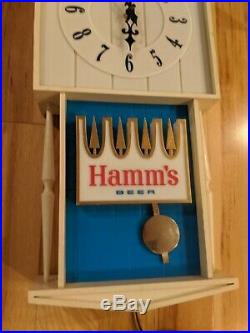 Vintage Hamms Beer Clock Sign Pendulum Motion Bar Light Advertisement