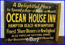Vintage Hampton Beach New Hampshire Ocean House Inn Metal Flange Sign
