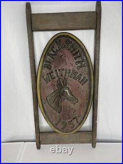 Vintage Hand Carved / Painted Wood Blacksmith Sign 1957 RARE