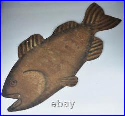 Vintage Hand Made Bass Bait Shop Sign 19 Bass Fish Bait Advertising Sign