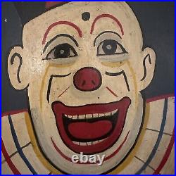 Vintage Hand Painted Circus Clown Sign Circa 1940. Unique. 13 1/2 x 9 1/4