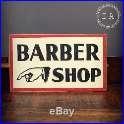 Vintage Hand Painted Wooden Barber Shop Advertising Sign