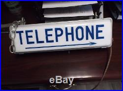Vintage Hanging Light-Up Telephone Sign