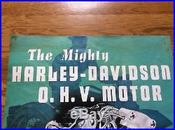 Vintage Harley Davidson Advertising Poster Sign Knucklehead OHV