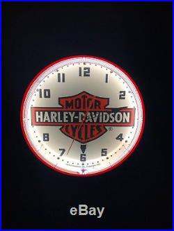 Vintage Harley-Davidson Motor Cycles Neon Clock 20 Advertising Sign