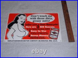 Vintage Harley Davidson Motorcycle Gunk Woman 12 Motor Cycle Gasoline Oil Sign Vintage Harley Davidson Motorcycle Gunk Woman 12 Motor Cycle Gasoline Oil Sign