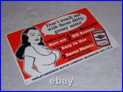 Vintage Harley Davidson Motorcycle Gunk Woman 12 Motor Cycle Gasoline Oil Sign Vintage Harley Davidson Motorcycle Gunk Woman 12 Motor Cycle Gasoline Oil Sign