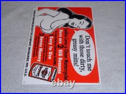 Vintage Harley Davidson Motorcycle Gunk Woman 12 Motor Cycle Gasoline Oil Sign Vintage Harley Davidson Motorcycle Gunk Woman 12 Motor Cycle Gasoline Oil Sign