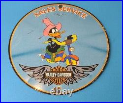 Vintage Harley Davidson Motorcycle Porcelain Duck Service Station Gas Pump Sign