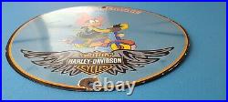 Vintage Harley Davidson Motorcycle Porcelain Duck Service Station Gas Pump Sign