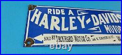 Vintage Harley Davidson Motorcycle Porcelain Ride Gas Wichita Service Sales Sign
