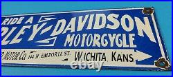 Vintage Harley Davidson Motorcycle Porcelain Ride Gas Wichita Service Sales Sign