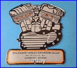 Vintage Harley Davidson Motorcycle Porcelain Sales Service Gas Pump Station Sign